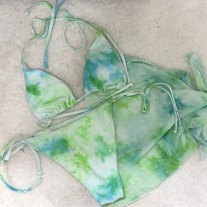 Shein Tie dye triangle bikini set and beach skirt